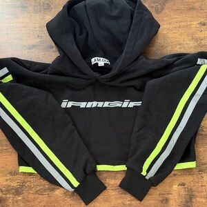 I.AM.GIA Black Reflective Cropped Hoodie